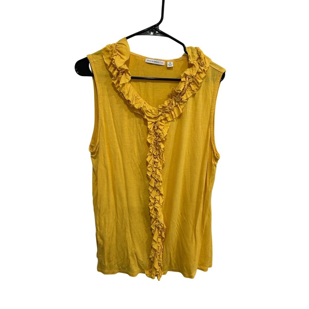 Isaac Mizrahi Live! Ruffle Trim Sleeveless Tank Top Yellow Plus Size 1X Summer